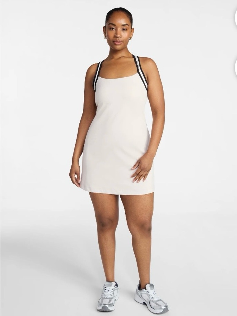 Avia Cream Athletic Slip Dress with Black-Trim Straps